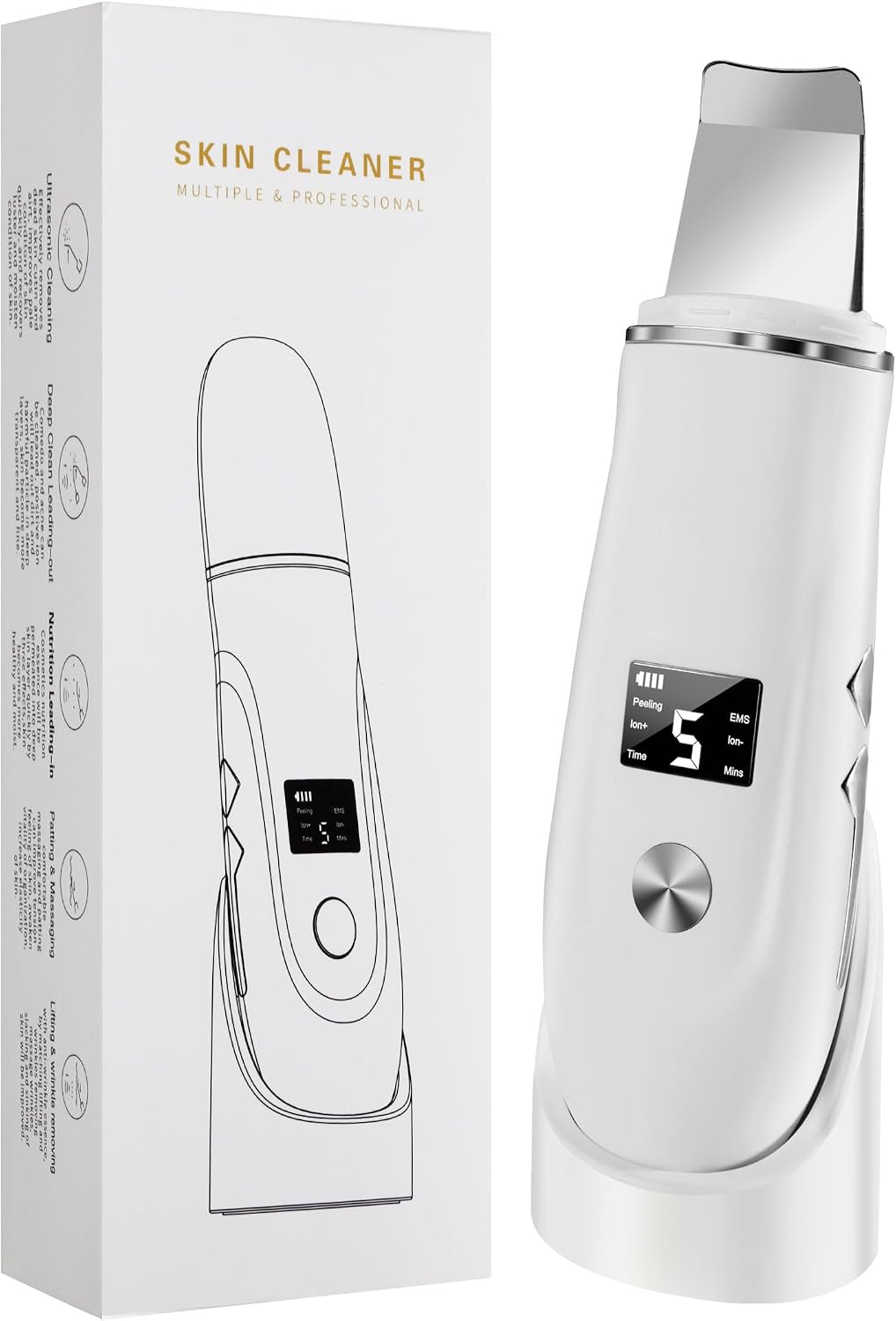 4 in 1 Ultrasonic Facial Skin Scrubber & Blackhead Remover Spatula