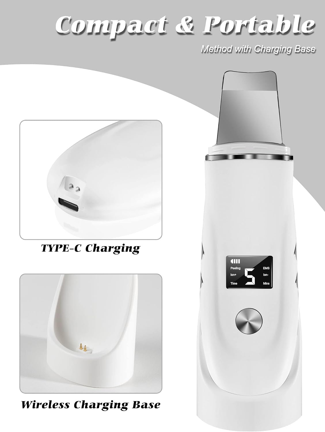 4 in 1 Ultrasonic Facial Skin Scrubber & Blackhead Remover Spatula
