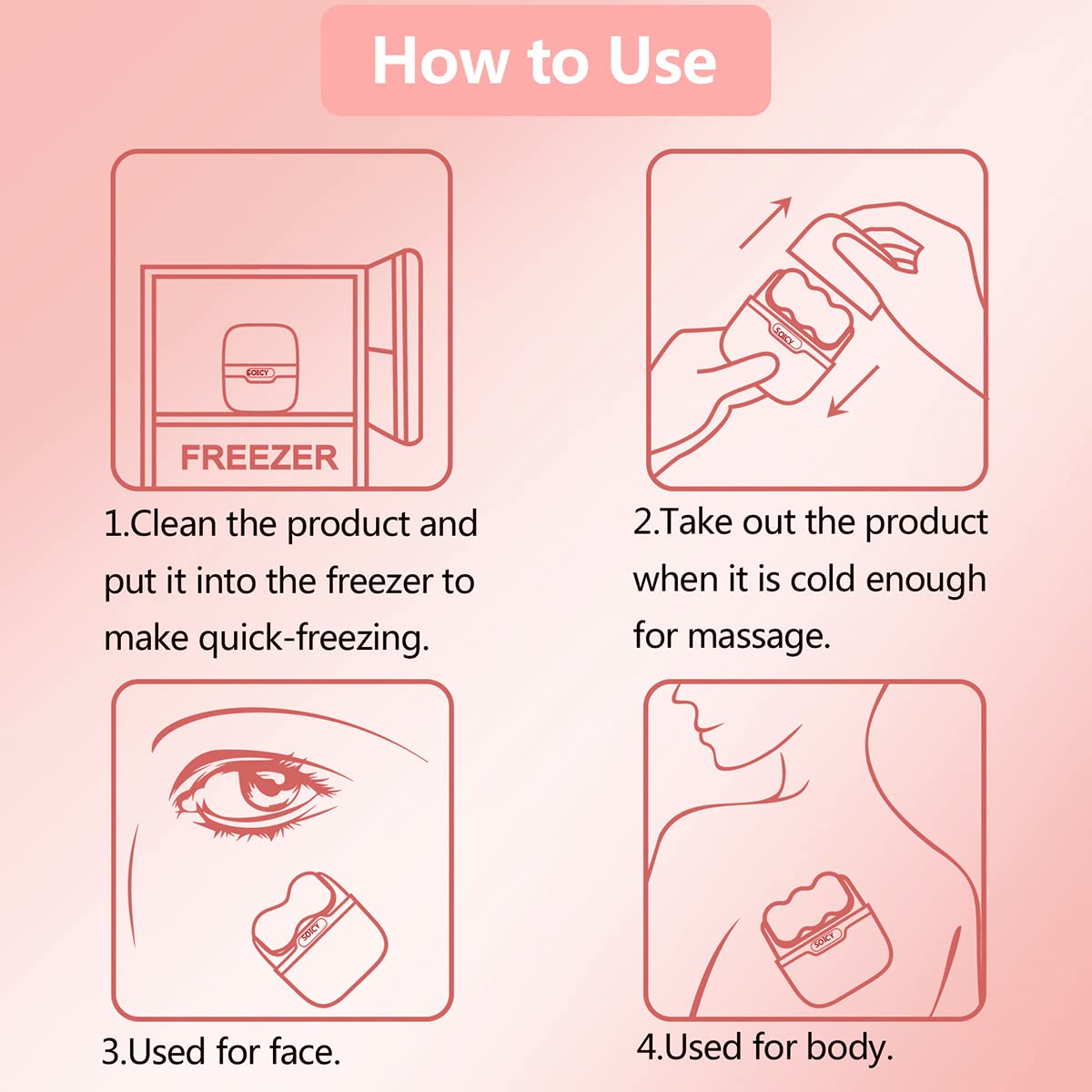 Double Ended Ice Roller for Face and Eye Puffiness Cold Compress Tool - 14