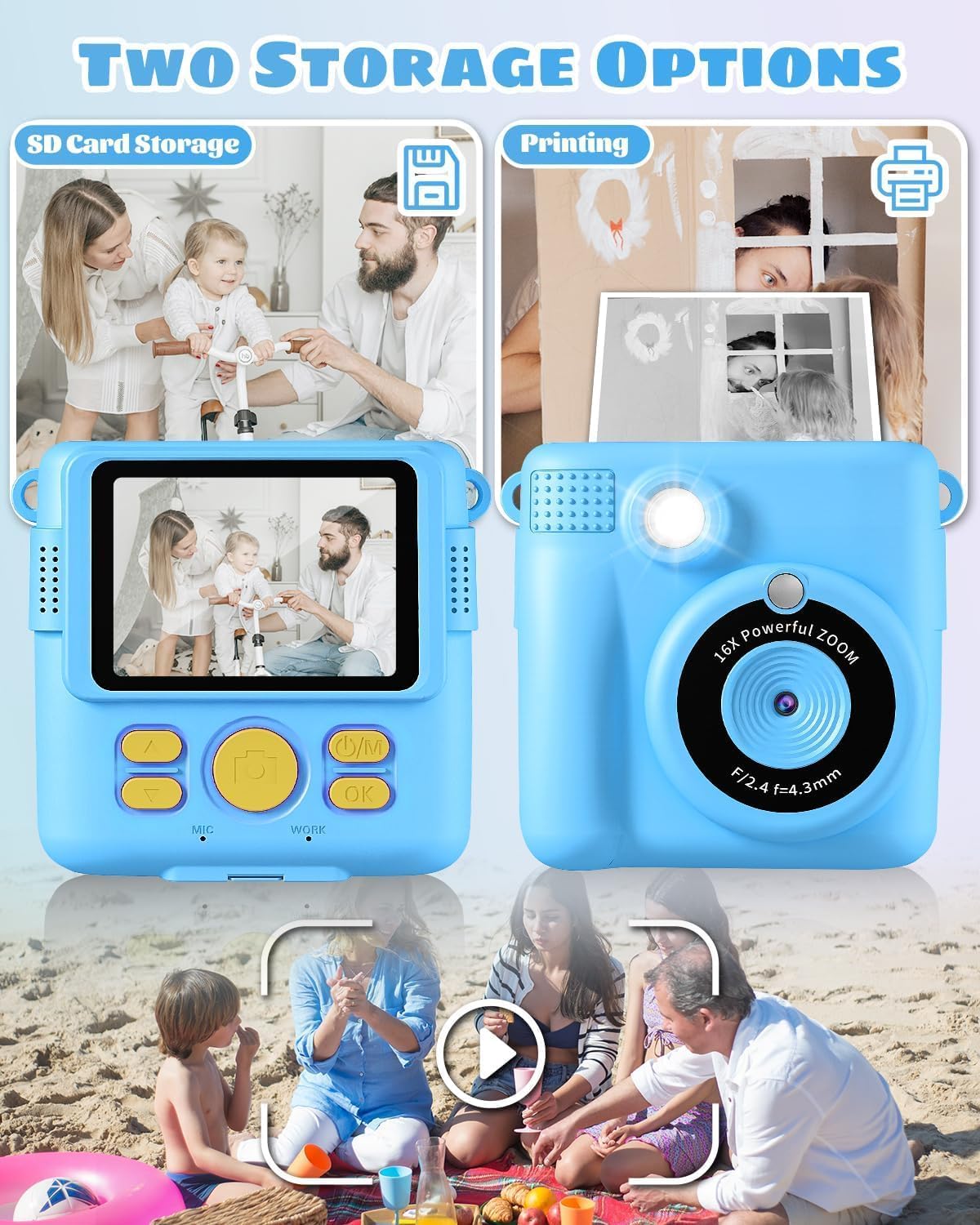 Instant Print Kids Camera Digital Video Toy
