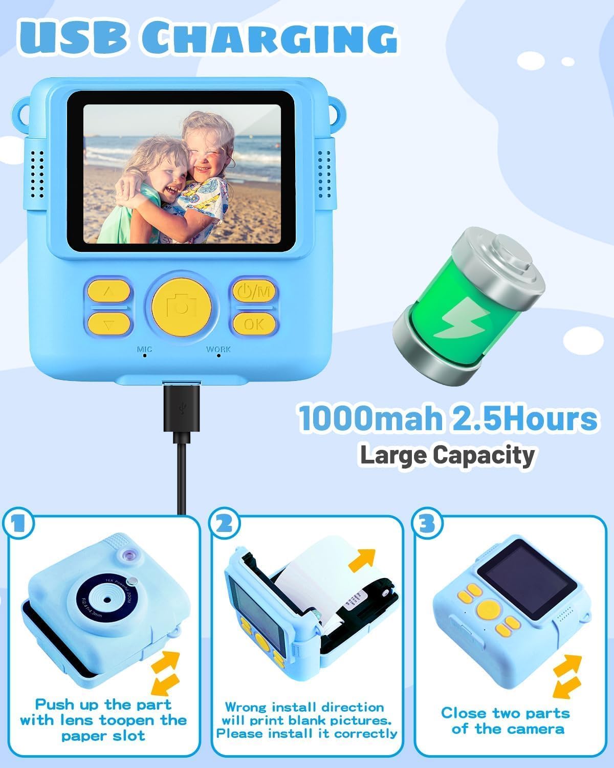 Instant Print Kids Camera Digital Video Toy - 11