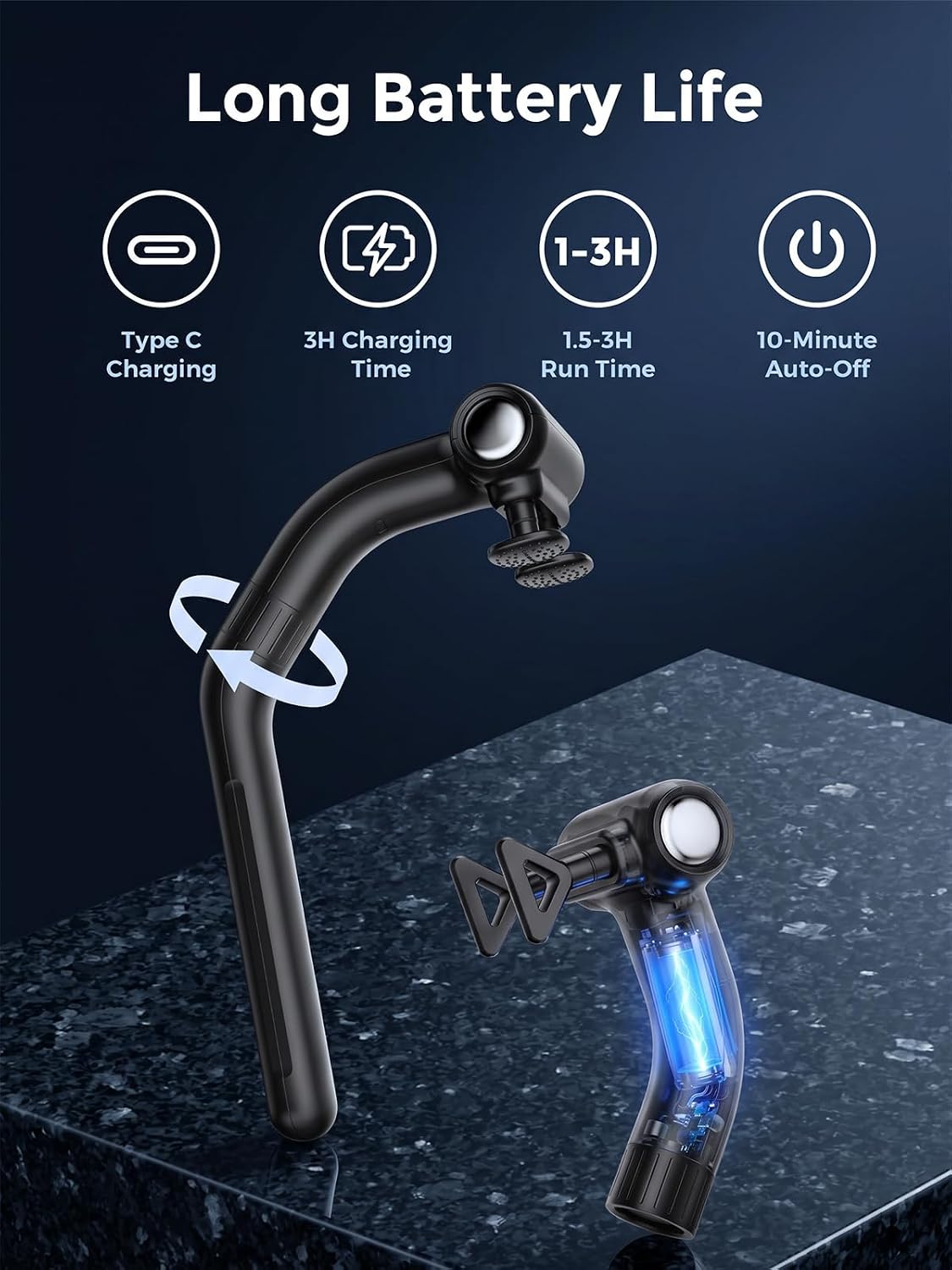 Dual Head Massage Gun Deep Tissue Muscle Percussion Massager - 12