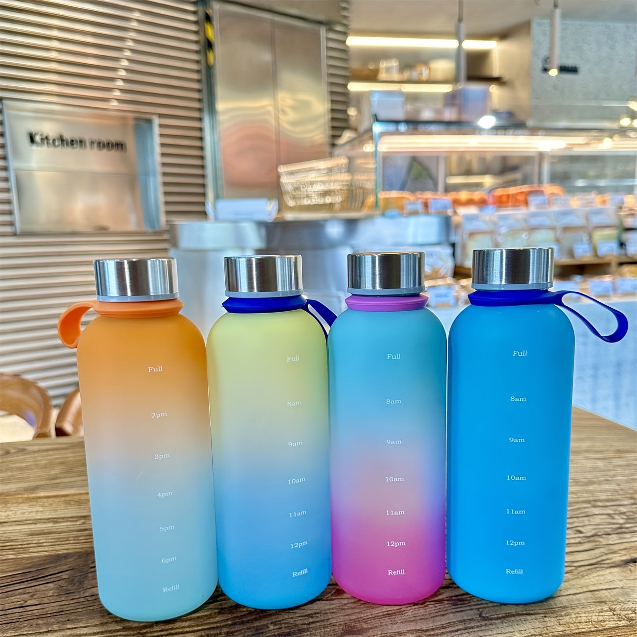 550ml Gradient Water Bottle Portable Sports Cup with Time Marker - 7
