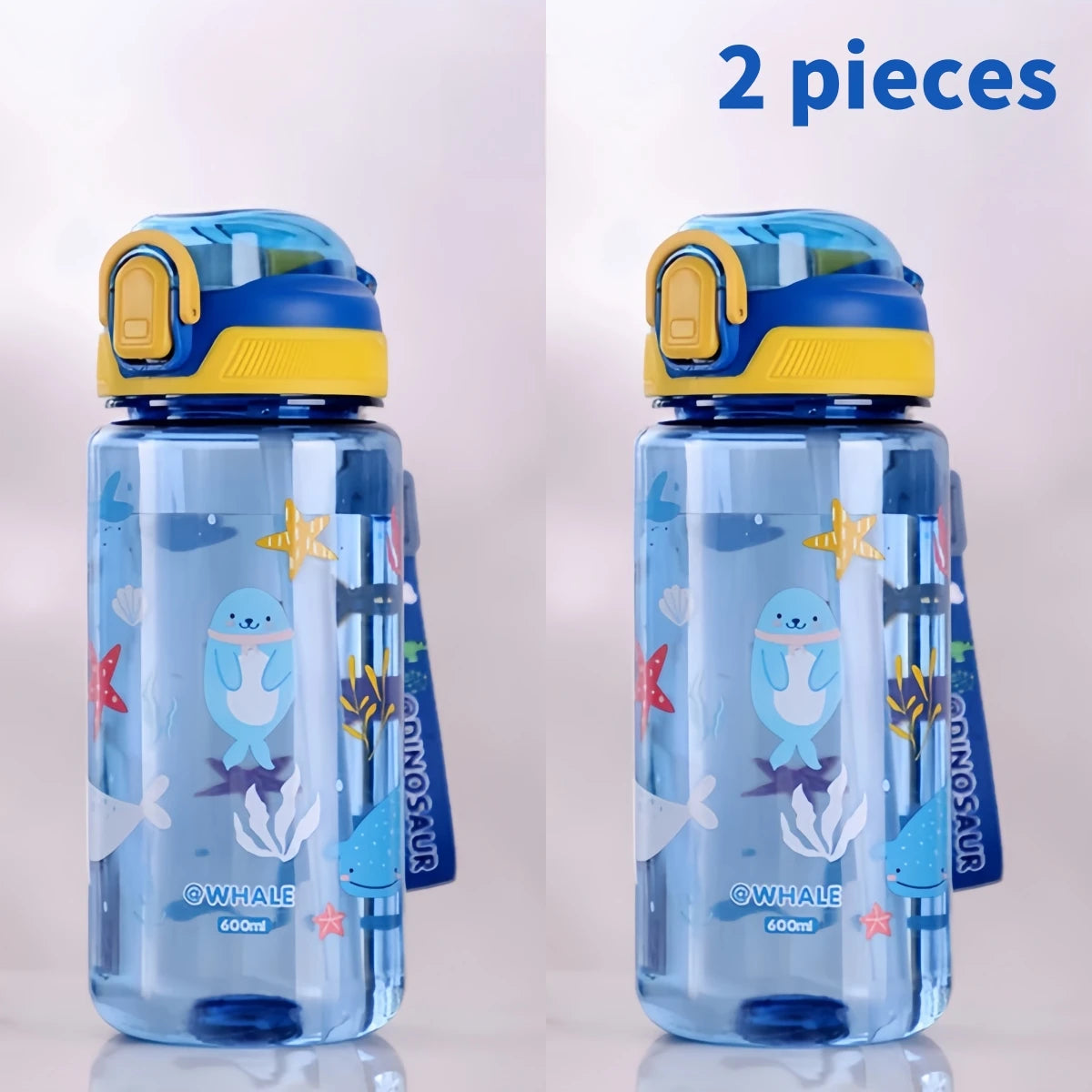 600ml Dinosaur Kids Water Bottle Leakproof Sippy Cup with Straw - 15