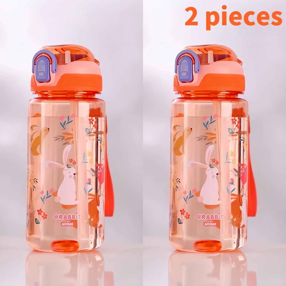 600ml Dinosaur Kids Water Bottle Leakproof Sippy Cup with Straw