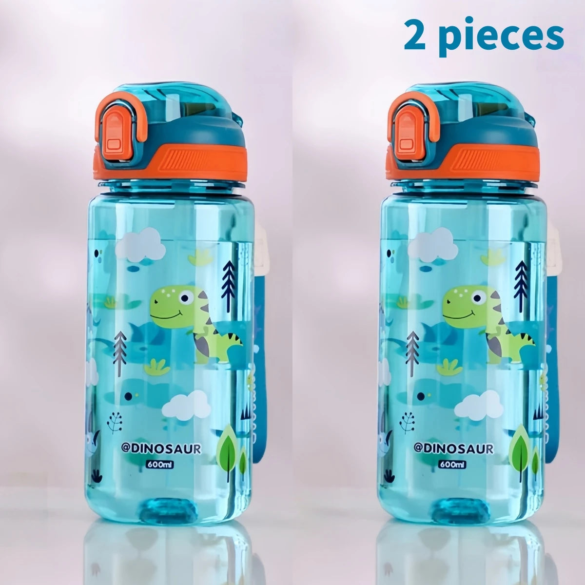 600ml Dinosaur Kids Water Bottle Leakproof Sippy Cup with Straw - 20