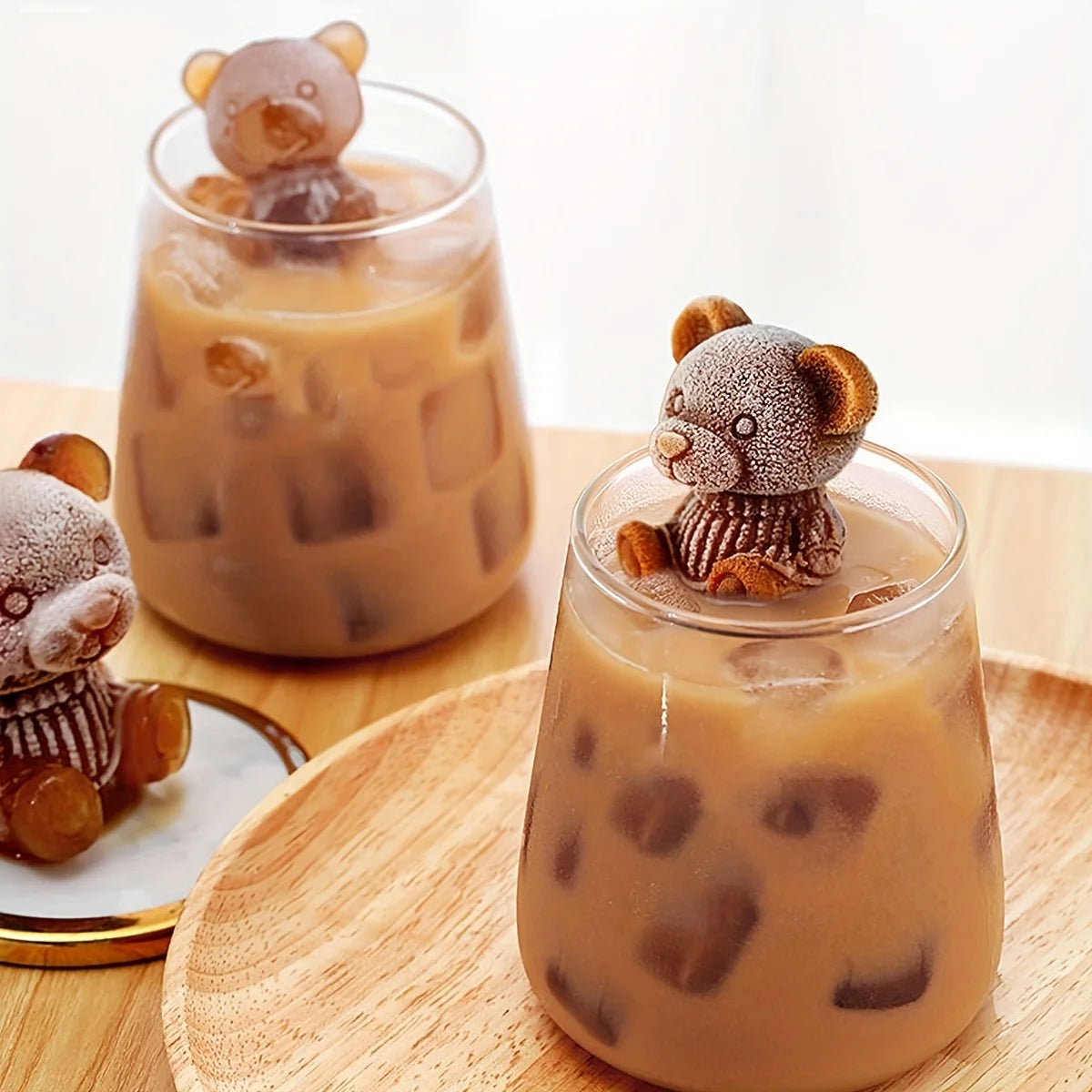 Cute Bear Silicone Ice Cube Tray Mold for Whiskey Coffee and Cocktails - 3