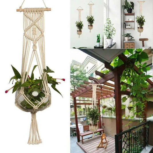 Handmade Macrame Plant Hanger Cotton Rope Wall Hanging Flower Pot Holder