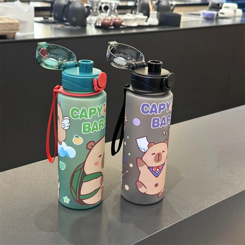 750ml Capybara Water Bottle Leakproof Straw Cup Portable Sports Flask - 3