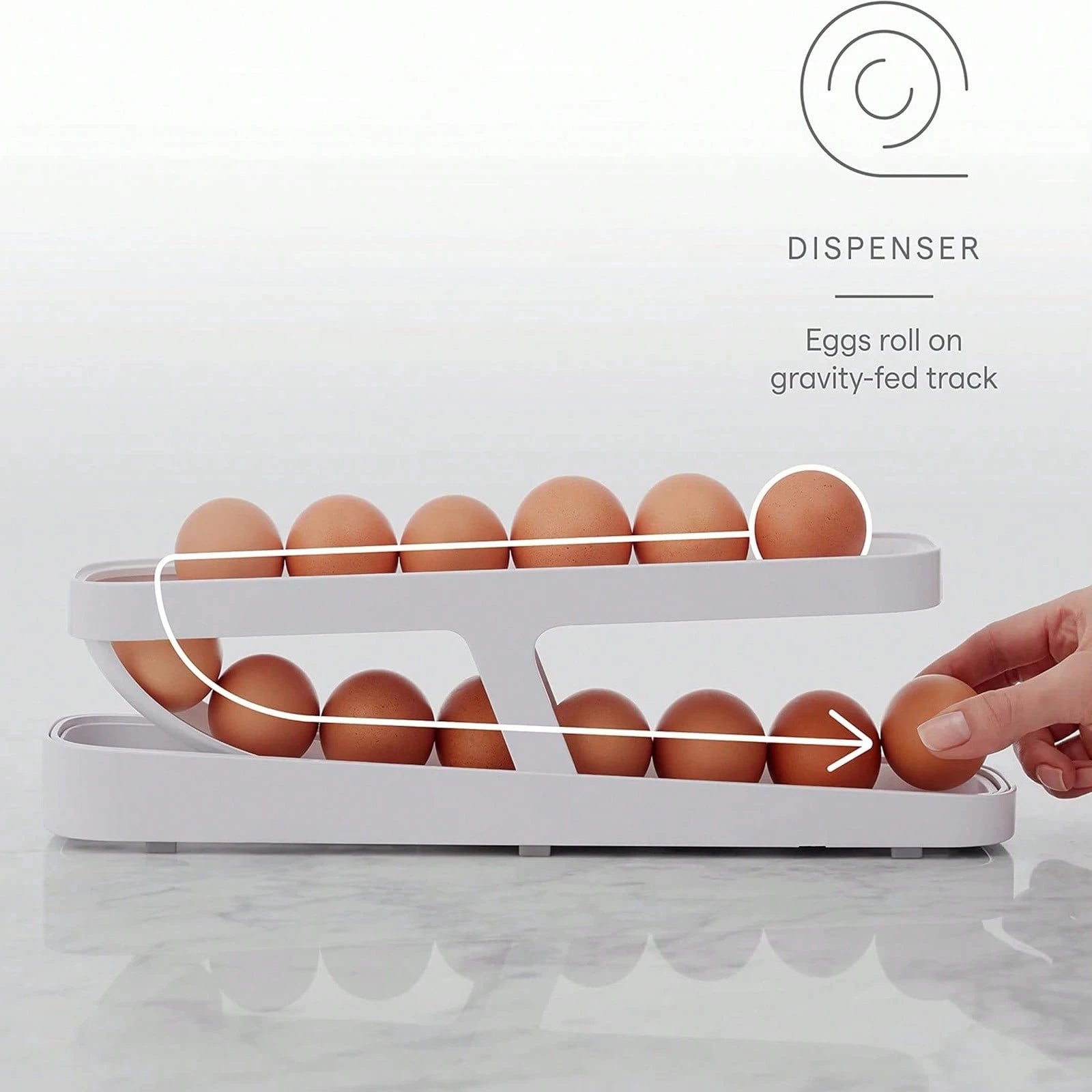 Automatic Rolling Egg Holder Fridge Dispenser Storage Organizer Tray - 2