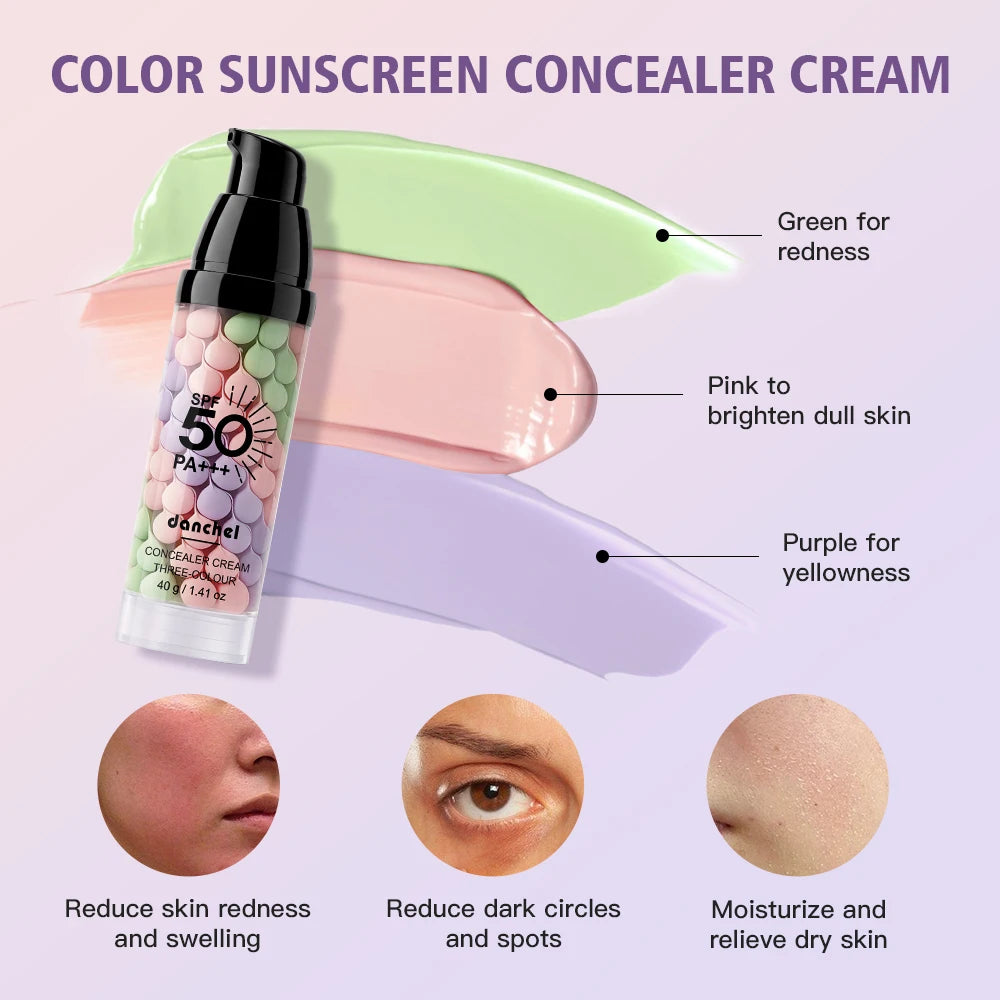 3 Color Correcting Concealer Cream SPF50 Makeup Primer Base - 6