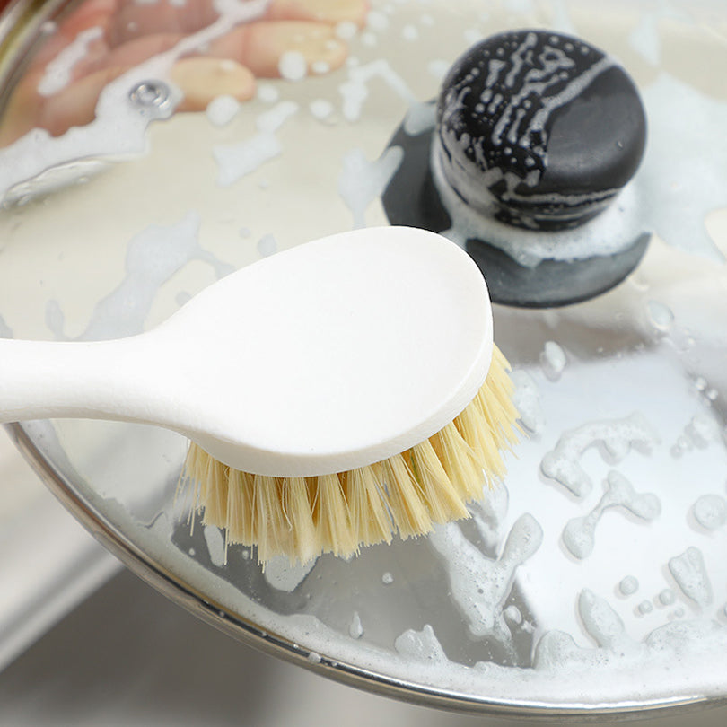 Long Handle Wooden Dish Brush Beech Bowl Scrubbing Brush for Kitchen