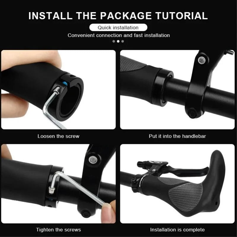 Ergonomic MTB Bike Grips TPR Rubber Shock Absorption Handlebar Covers