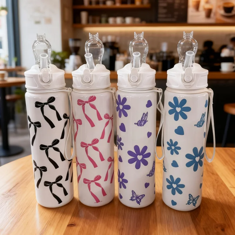 750ml Leak-Proof Sports Water Bottle with Straw and Carry Strap - 4
