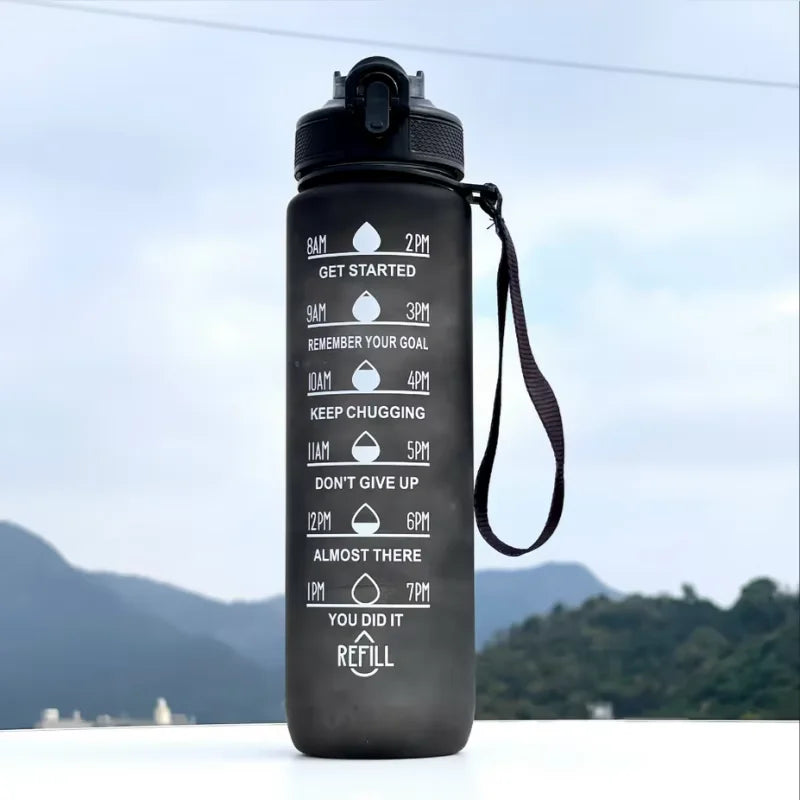 1000ml Motivational Water Bottle with Time Marker and Straw Leak Proof - 14