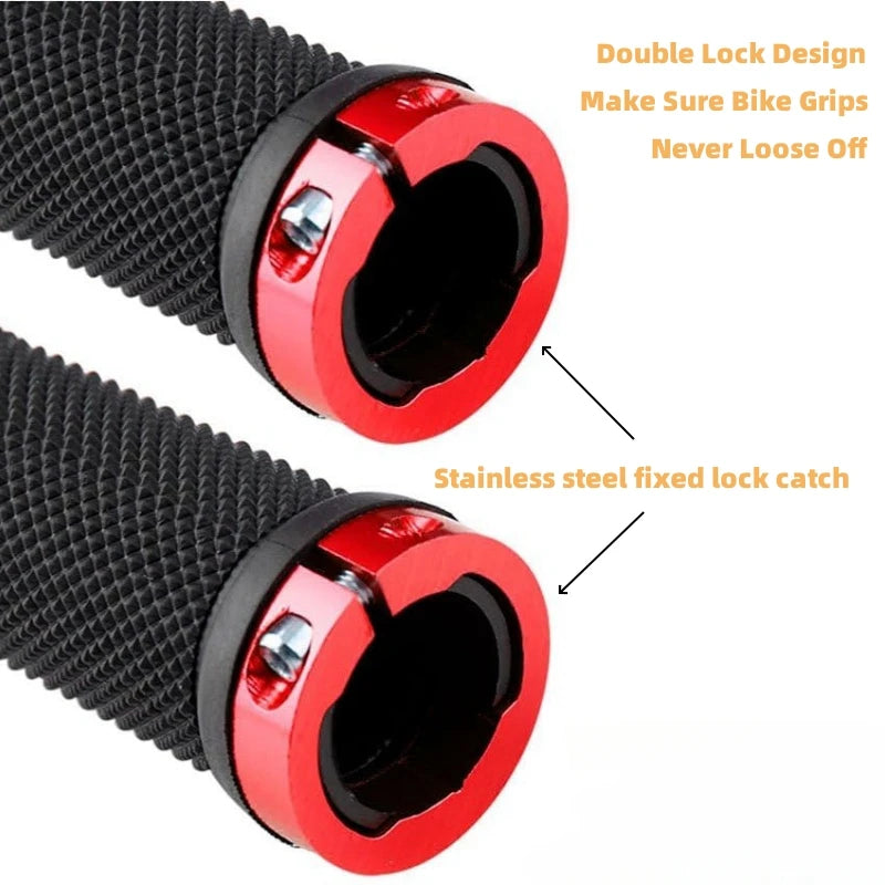 Non-Slip MTB Bicycle Handlebar Grips with Double Aluminum Alloy Lock - 9