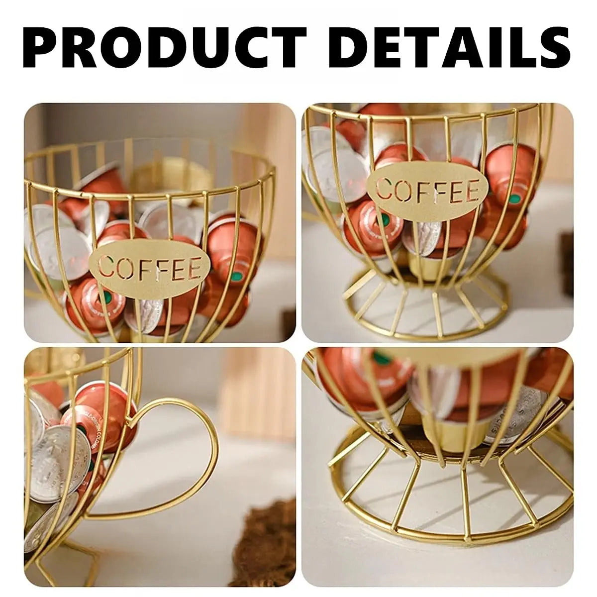 Metal Coffee Pod Holder Large Capacity Capsule Organizer Storage Basket - 5