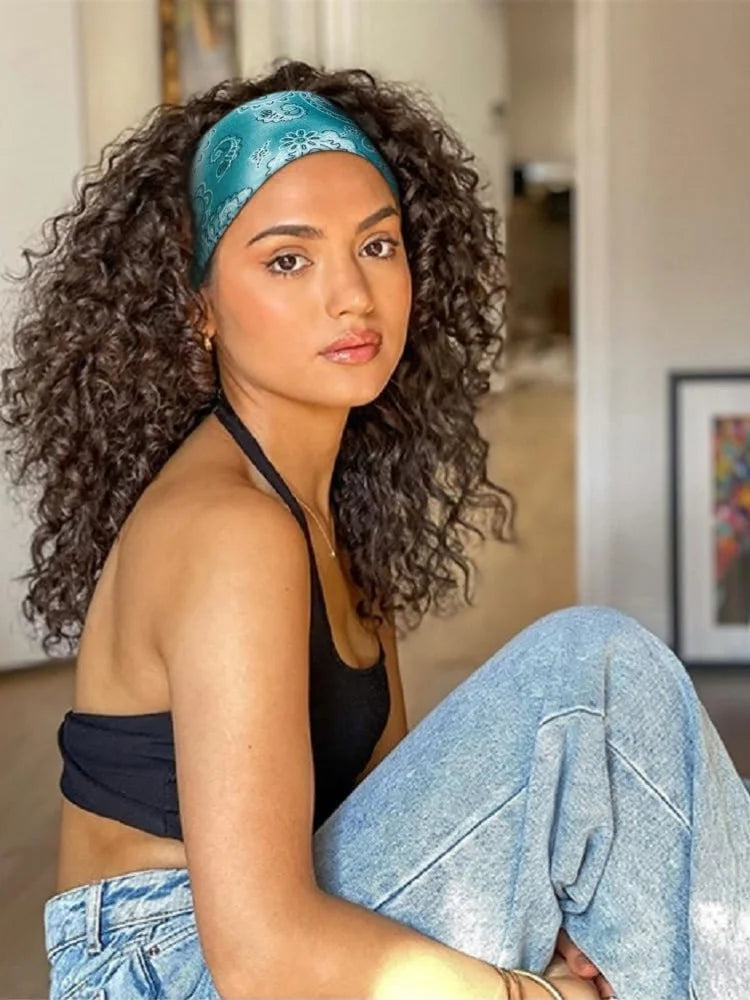 Women's Elastic Sweat Headband Boho Paisley Hair Wrap for Sports Yoga