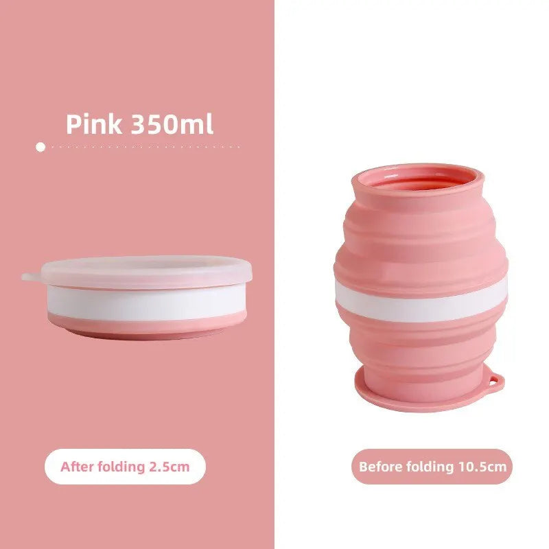 Portable Silicone Collapsible Cup Foldable Travel Mug with Lanyard