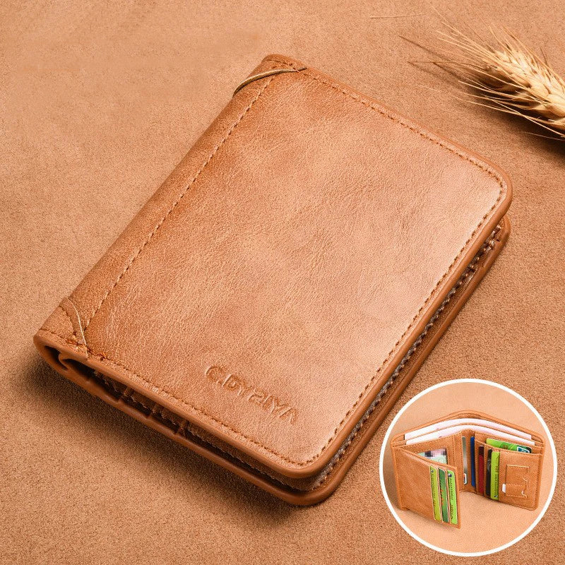 Mens Leather Wallet Trifold Card Holder Multifunctional Vertical Purse - 6
