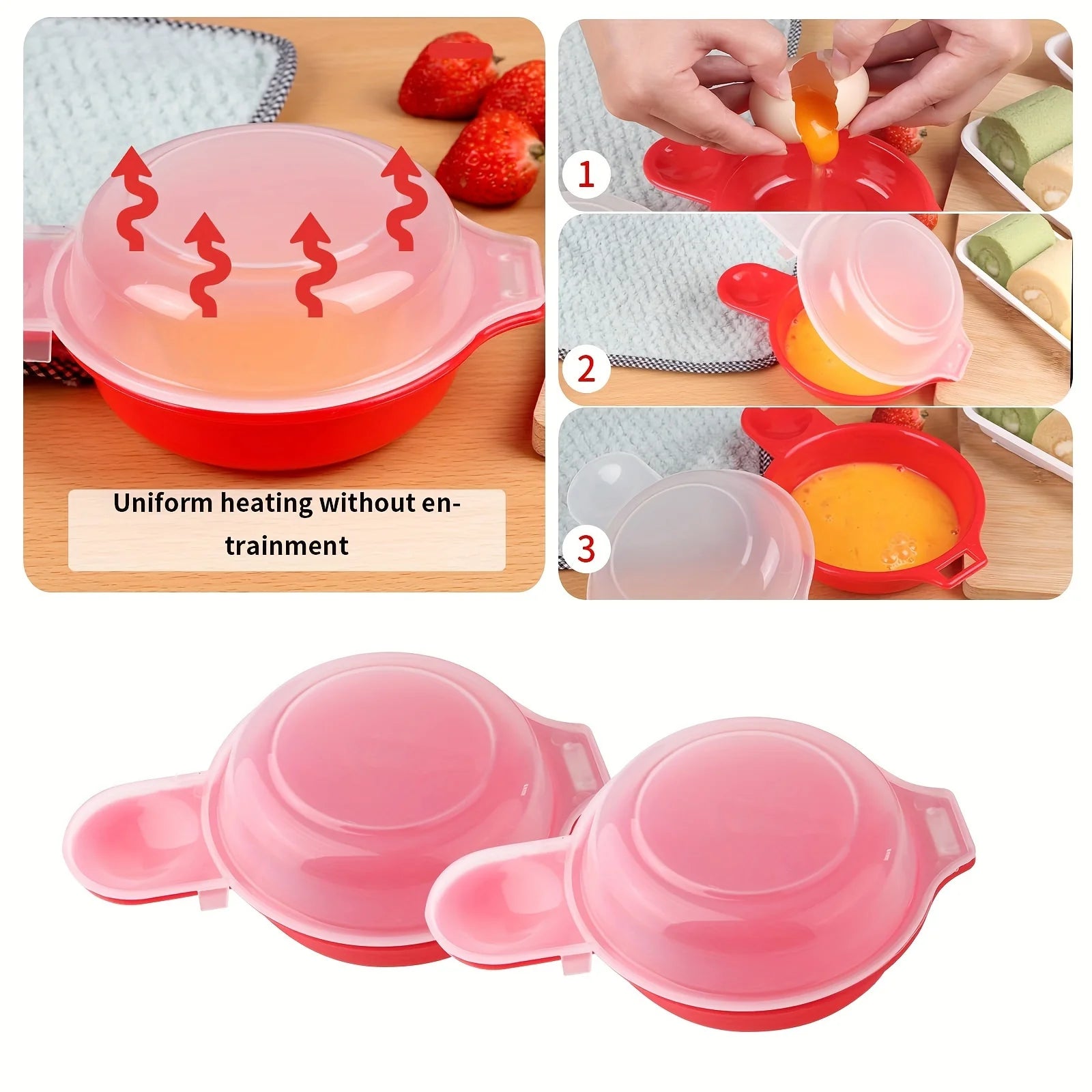 2PCS Microwave Egg Cooker Poacher Nonstick Fast Breakfast Maker Tool - 4