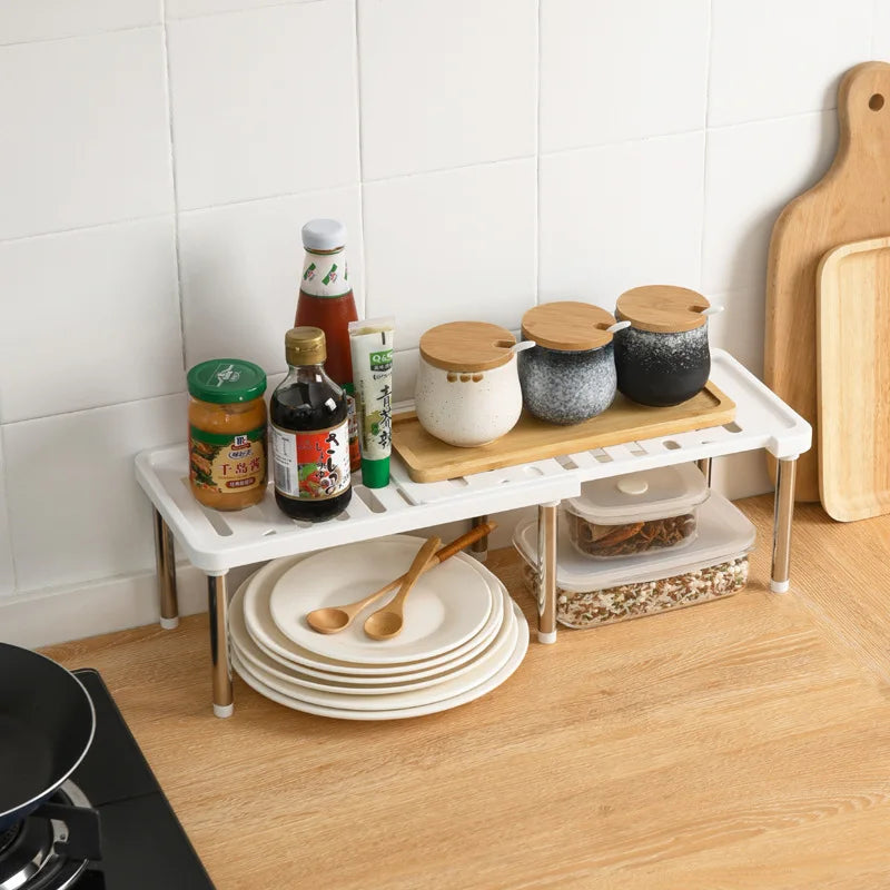 Retractable Kitchen Shelf Organizer Adjustable Counter Storage Rack - 2