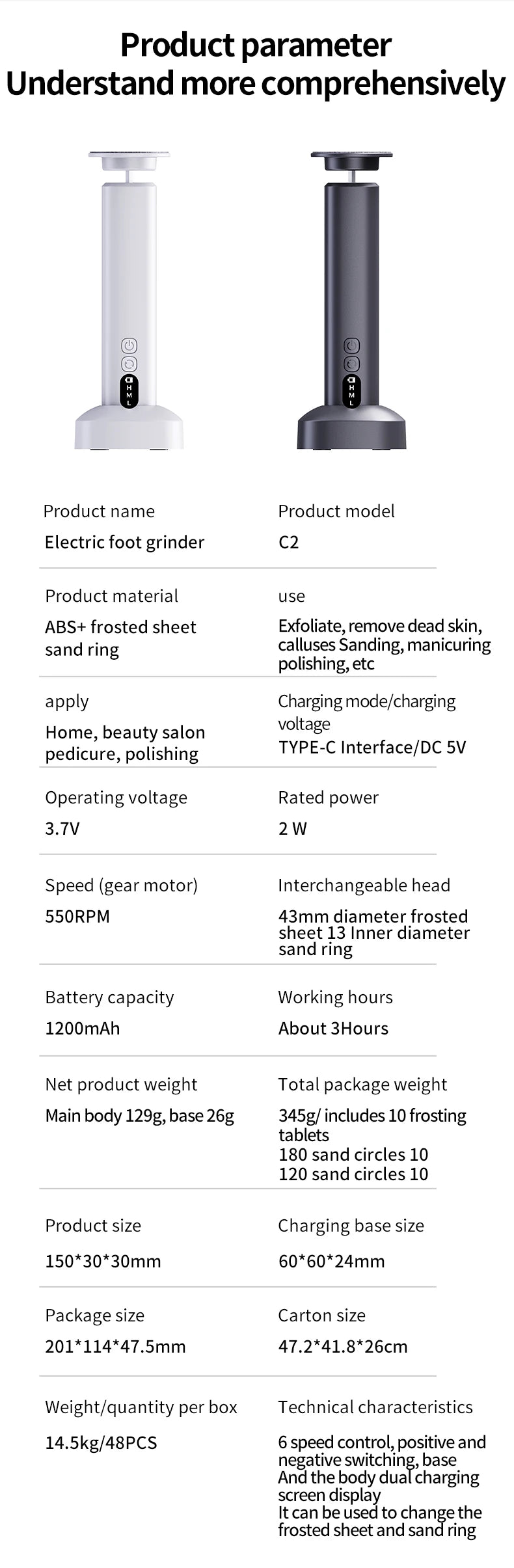 Electric Foot Callus Remover Dead Skin Pedicure Tool - 19