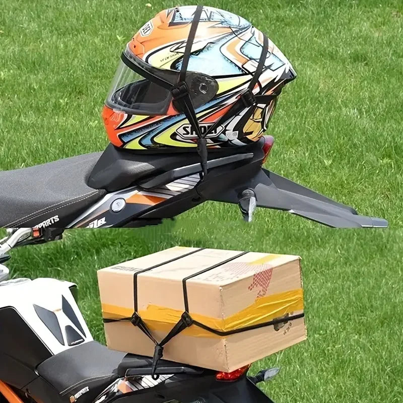 Motorcycle Helmet Cargo Net Adjustable Luggage Bungee Cord Strap