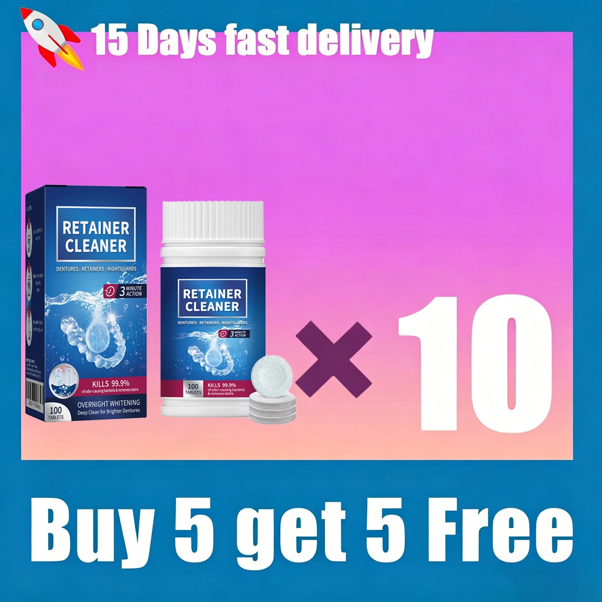 Denture Cleaner Tablets False Teeth And Retainer Cleaner - 7