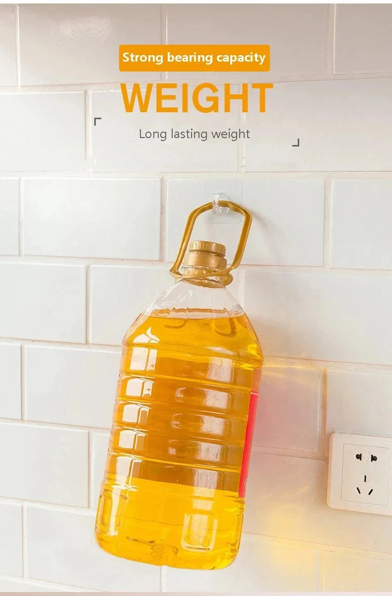 Adhesive Wall Hooks Heavy Duty Clear Non Marking Hangers Set - 13