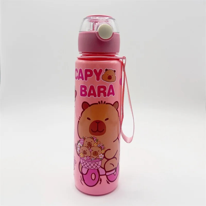700ml Capybara Water Bottle Leak Proof Sports Cup with Straw and Strap