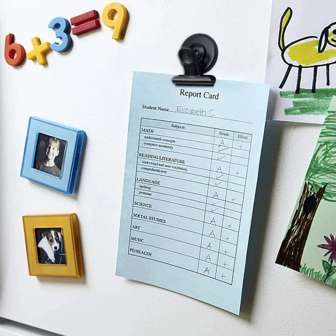 4pcs Magnetic Clips Set Strong Refrigerator Magnets for Notes and Photos - 9
