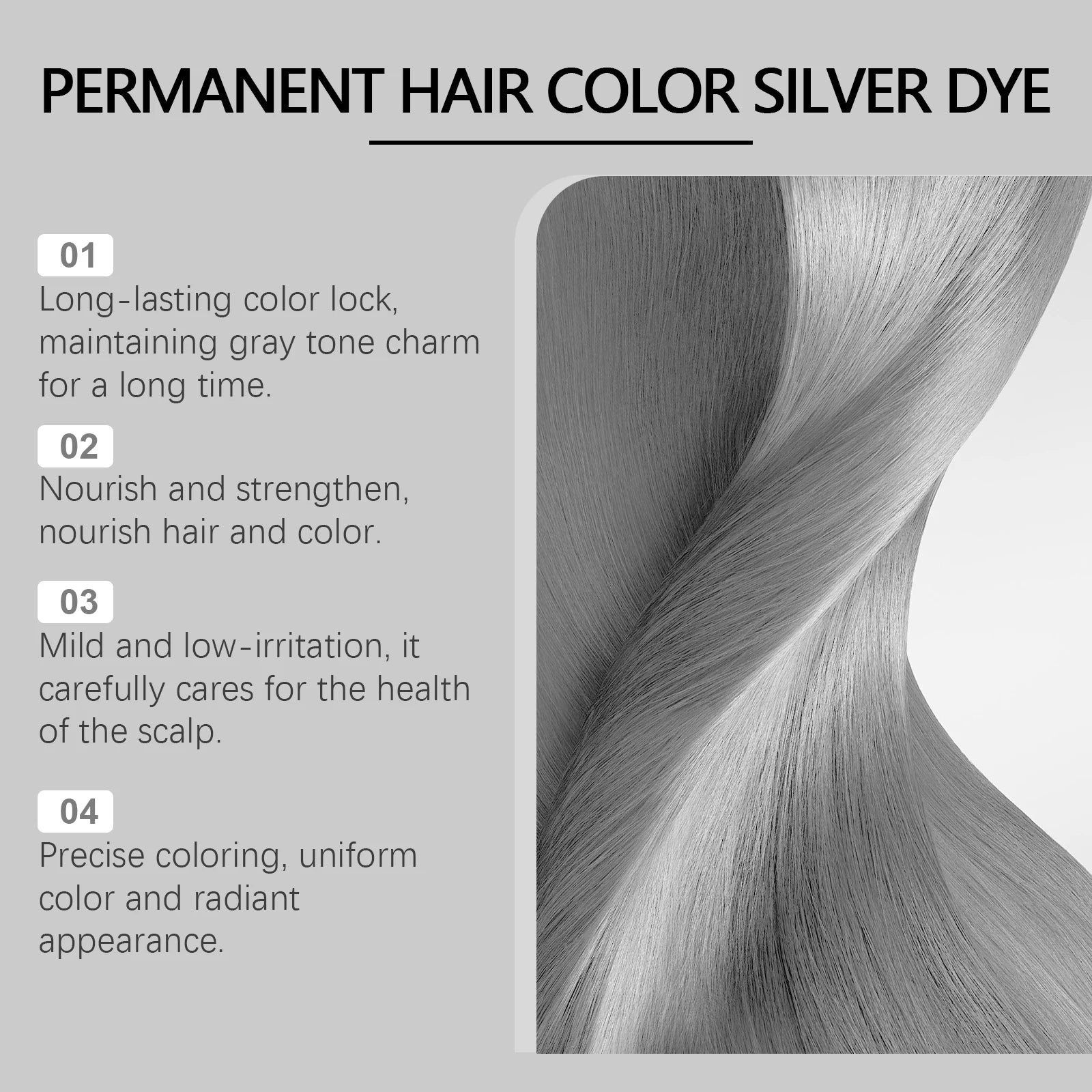Gray Hair Dye Permanent Coloring Cream Silver Shampoo - 11