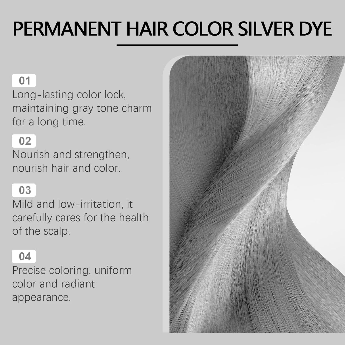 Gray Hair Dye Permanent Coloring Cream Silver Shampoo