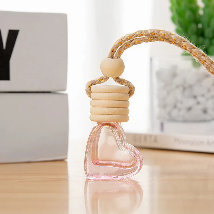 Heart Shaped Car Perfume Bottle Hanging Essential Oil Diffuser Ornament