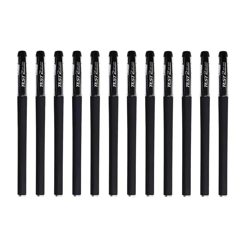 12PCS Matte Black Gel Pens Smooth Writing Stationery Student Exam Set - 7