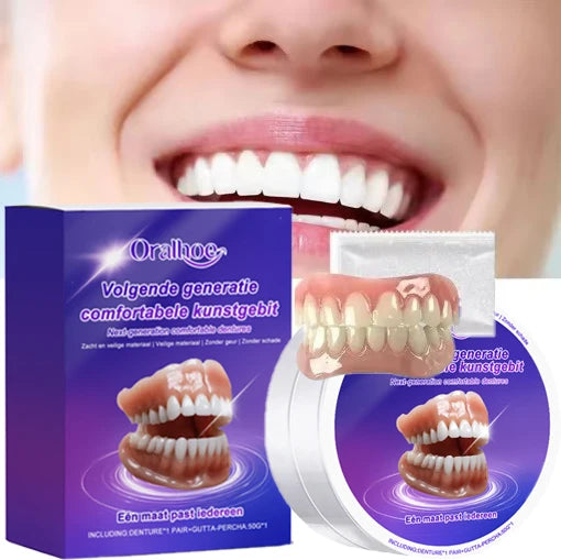 Flexible Silicone Dentures Full Set False Teeth Smile Replacement - 4