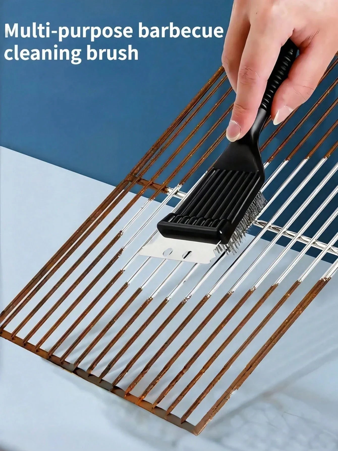 2-in-1 BBQ Grill Brush and Scraper Steel Wire Cleaning Tool - 1