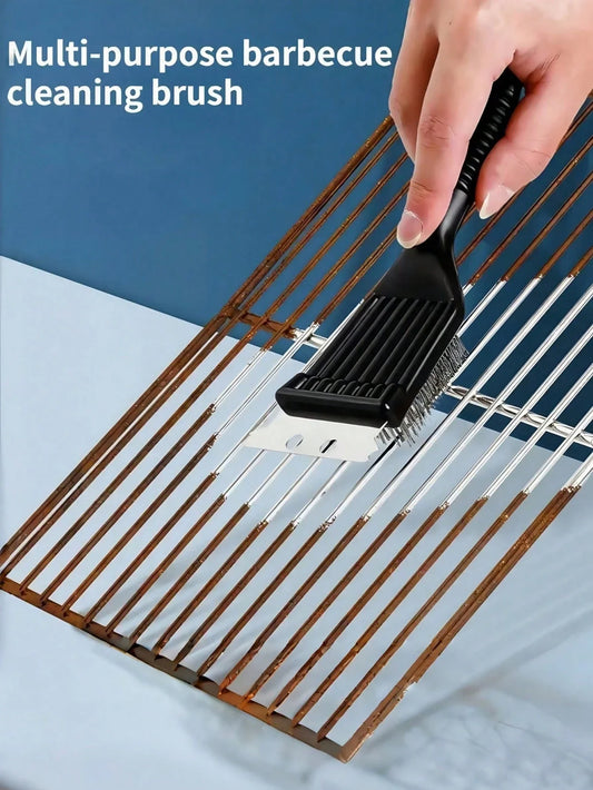 2-in-1 BBQ Grill Brush and Scraper Steel Wire Cleaning Tool