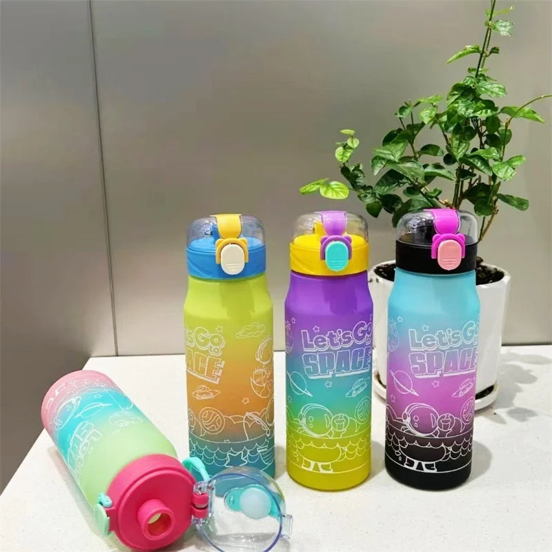 600ml Astronaut Gradient Sports Water Bottle Leakproof Drinking Cup - 1