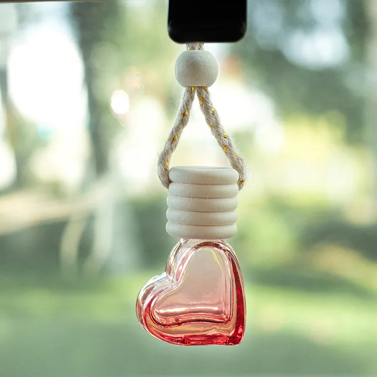 Heart Shaped Car Perfume Bottle Hanging Essential Oil Diffuser Ornament - 12
