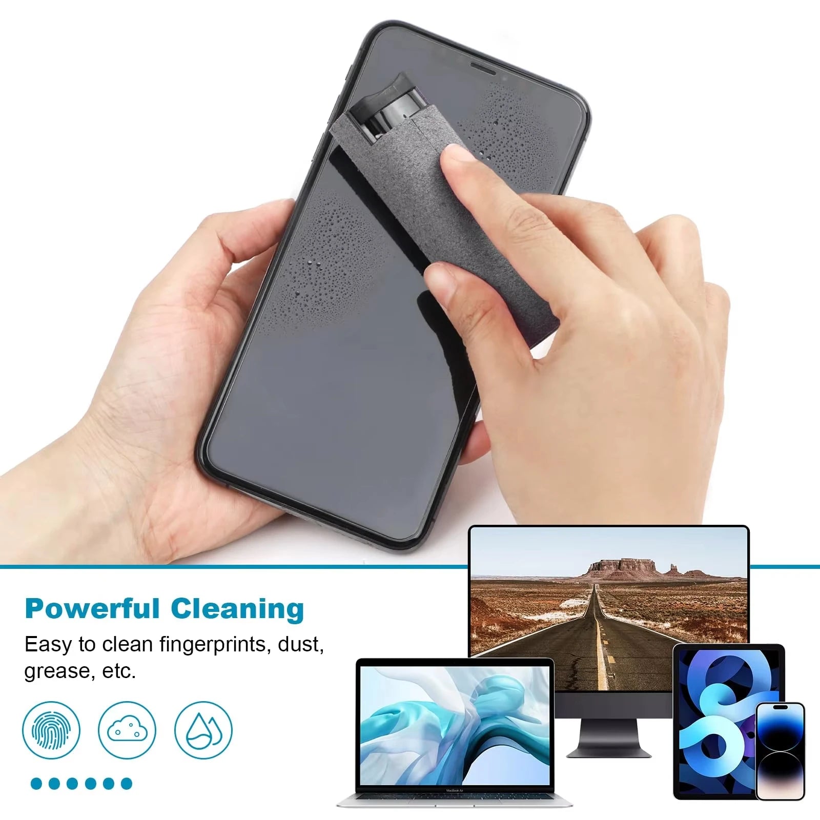 2 in 1 Screen Cleaner Spray and Microfiber Cloth for Phones and Tablets