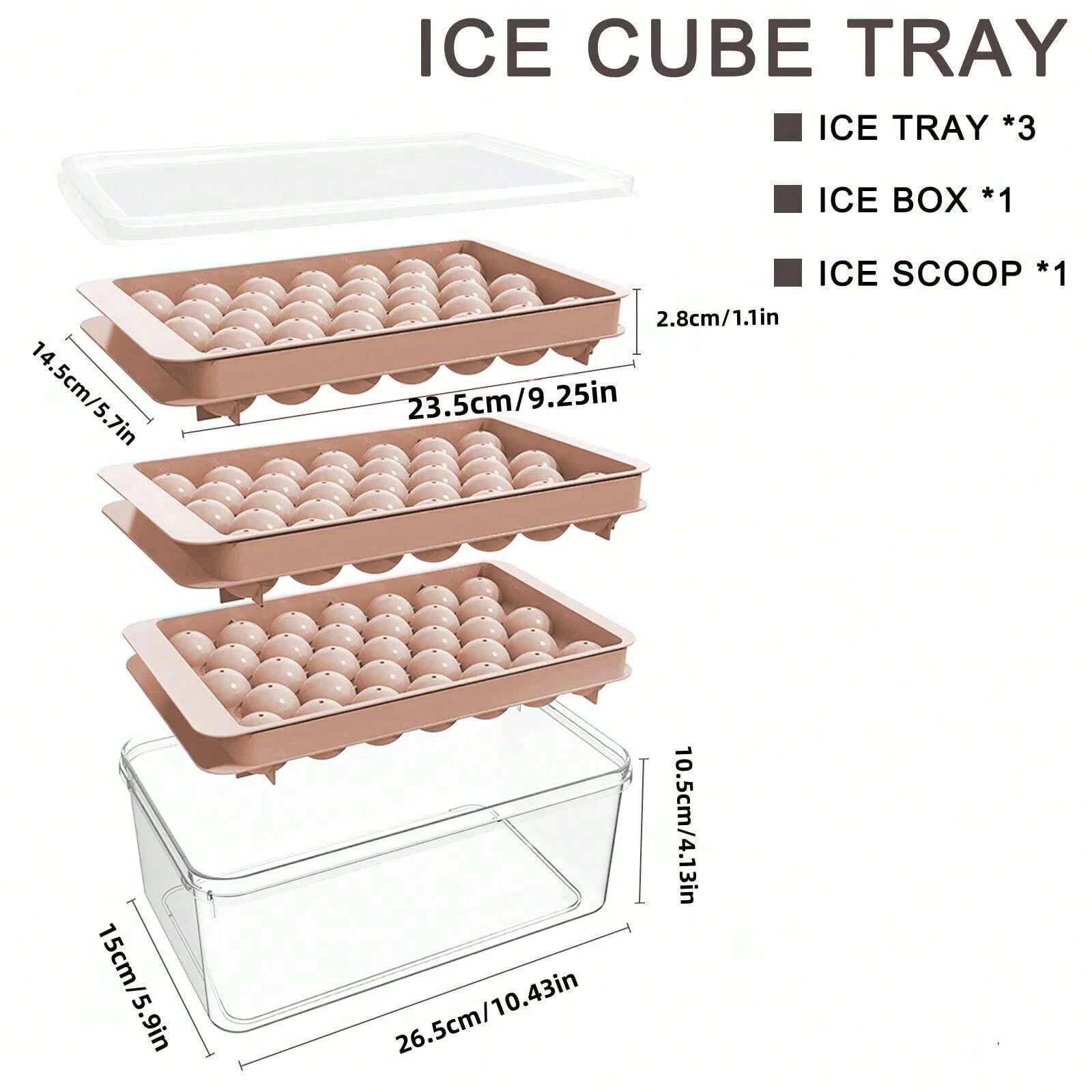 Round Ice Cube Tray Set with Storage Bin and Scoop for Whiskey Cocktail - 7