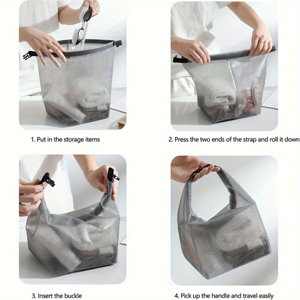2PCS Waterproof Storage Bag Mesh Cosmetic Pouch for Travel and Gym