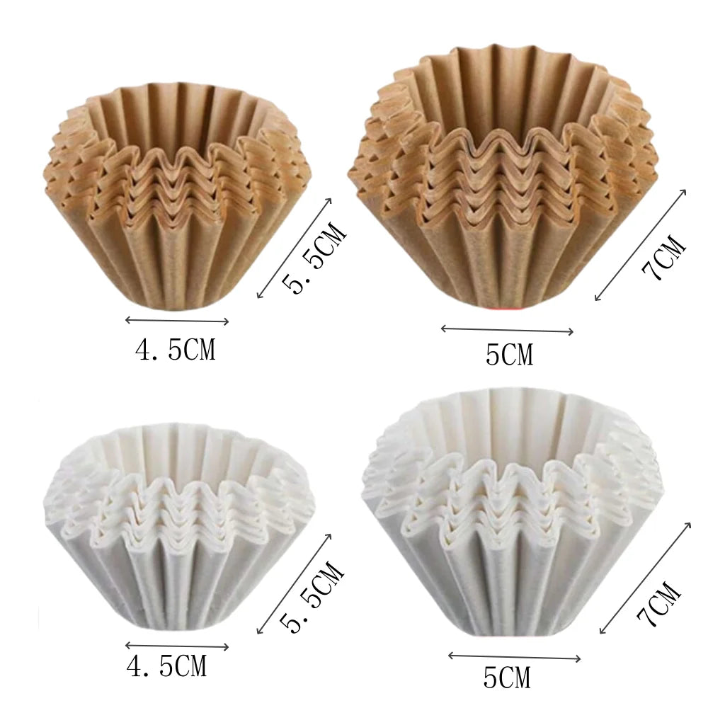 50/100pcs Coffee Filter Paper Bowl Shape Drip Basket for Pour Over Brew