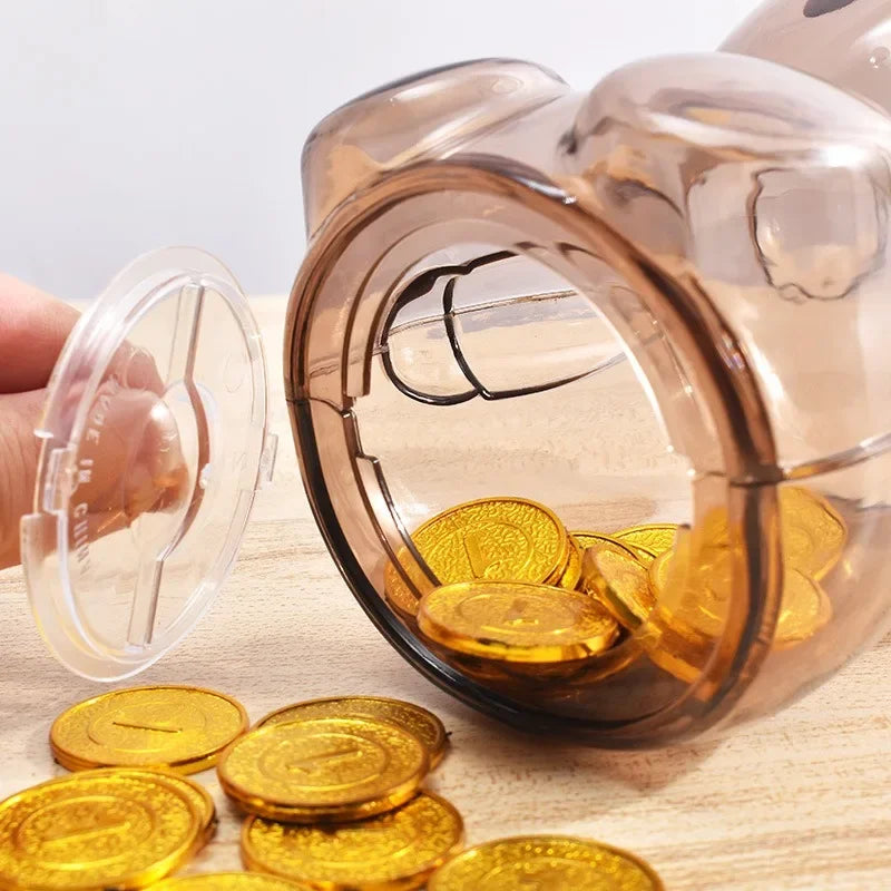 Transparent Bear Piggy Bank Creative Cartoon Money Saving Box Decor - 5