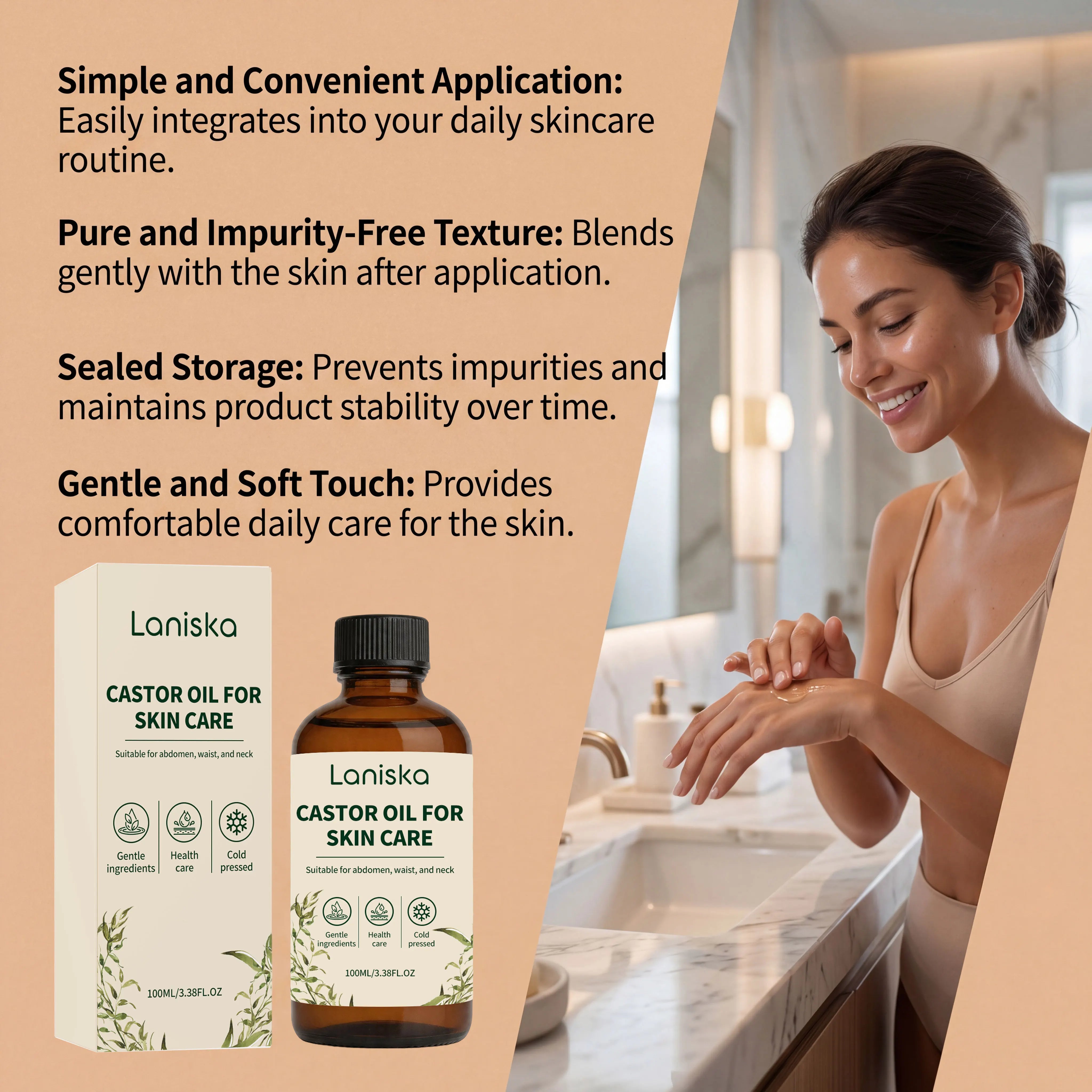 Laniska Cold Pressed Castor Oil for Skin Hydration and Body Massage Care - 11