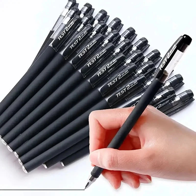 12PCS Matte Black Gel Pens Smooth Writing Stationery Student Exam Set