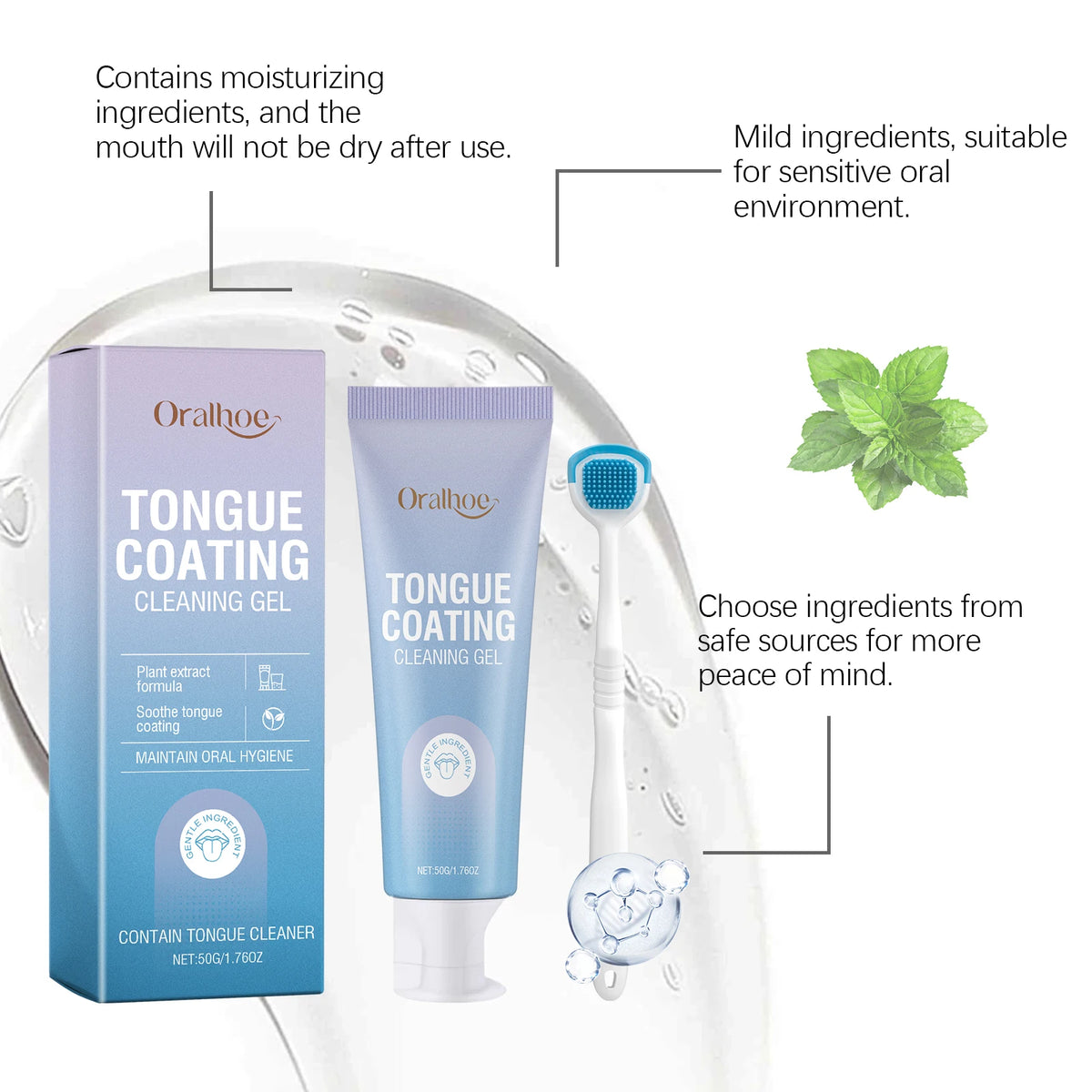 Tongue Cleaner Gel And Scraper Fresh Breath Oral Care Set