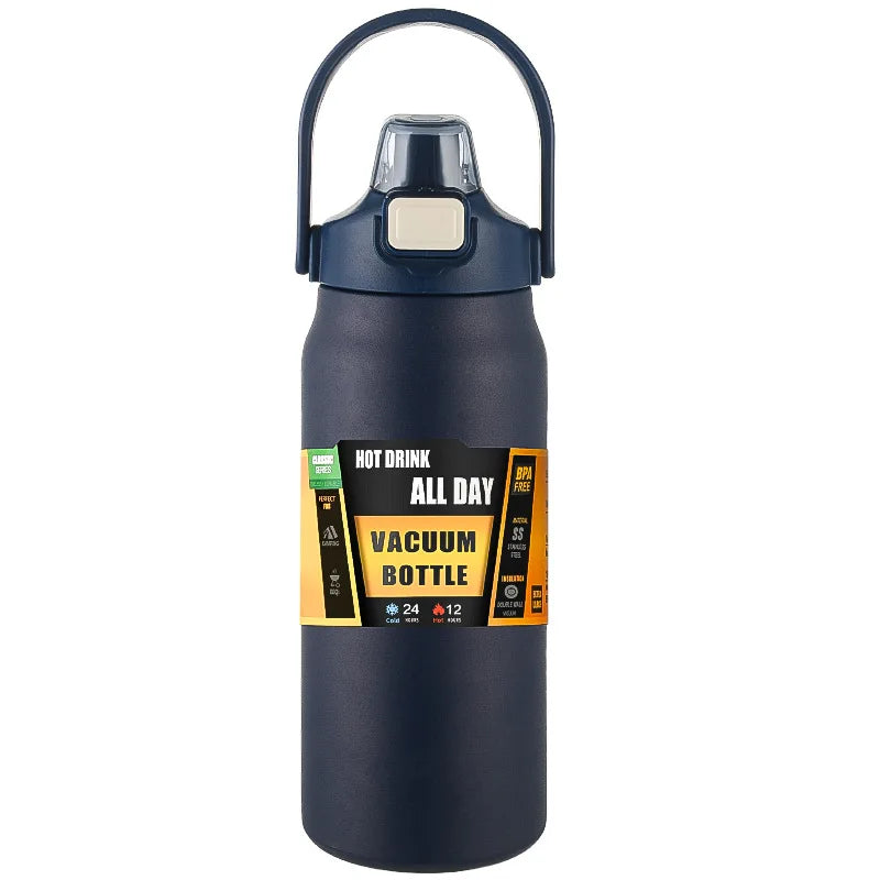 Insulated Stainless Steel Water Bottle Vacuum Flask with Straw Lid - 16